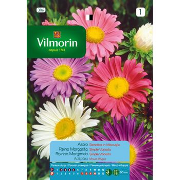 Vilmorin Semillas De Reina Margarita Simple Variada S-1, 0,8 Gr