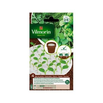 Vilmorin Semillas De Albahaca, Cilantro, Cebolleta Y Perejil - 4 Discos Biodegradables