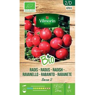 Vilmorin Jardín Bio Semillas De Rabanito Saxa Redondo Rojo Sobre 8 Gr.