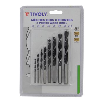 Tivoly  Blister 8 Brocas Madera 3 Puntas - Neco Tivoly