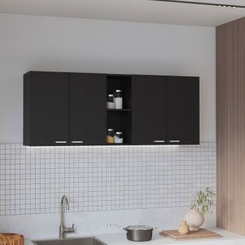 Mueble De Pared Para Cocina Rochet En Melamina Con 4 Gabinetes Y 3 Estantes