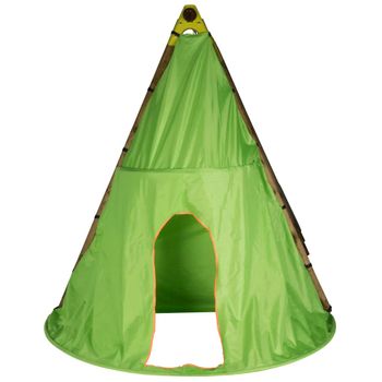 HOMCOM Tienda de Campaña para Niños de +3 Años Tipi Infantil de Madera  Portátil con Ventana para Interiores y Exteriores 120x120x155 cm Blanco  Puerta