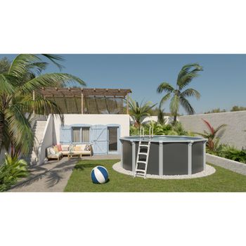 Trigano Jardin Piscina Sobre Suelo De Metal Antracita 4,90 X 1,32 M - Pi9710