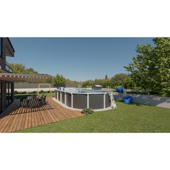 Trigano Jardin Piscina Elevada De Metal Antracita 6,40 X 3,95 X 1,32 M - Pi9725