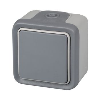 Conmutador Superficie Gris Ip55 Plexo