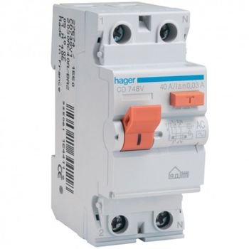 Interruptor Diferencial 2p 25a 30 Ma Ac Vivienda Hager Cd728v