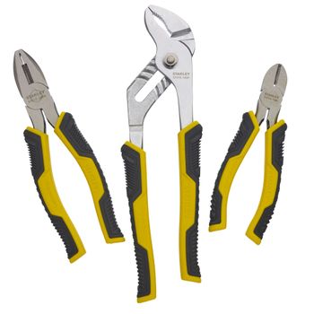 Stanley Juego Alicates Control Grip. Universal + Corte Diagonal + Cremallera