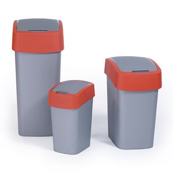 Curver Pacific Flip Bin - Cubo De Basura Con Apertura Basculante. Rojo/gris De 10l