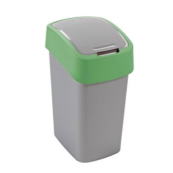 Cuver Papelera De Segregación Con Tapa, Color Gris, Marco Verde, 25l, Flip Bin