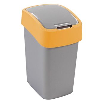 Cuver Papelera De Segregación Con Tapa, Color Gris, Marco Naranja, 25l, Flip Bin