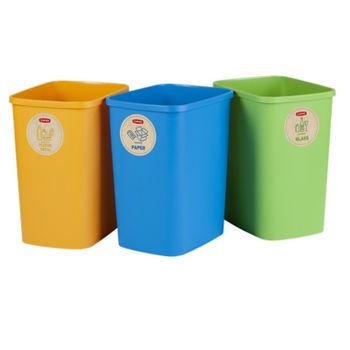 Set De 3 Sistemas De Separación De Basura, Bote De Basura, Contenedores De Reciclaje De Plástico Y Vidrio Hechos De Plástico (3x10l)