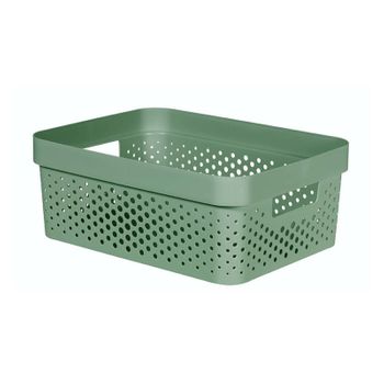 Curver Infinity - Cesta Ordenación Rectangular 11l En Plástico 100% Reciclado. Verde Bosqu