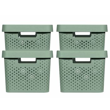 Cajas De Almacenaje Con Tapa Infinity 4 Piezas Verde 11l+17l Curver