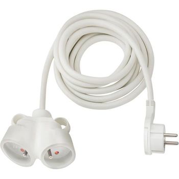 Cable De Extensión 3m Plano Y Doble Enchufe Blanco Brennenstuhl