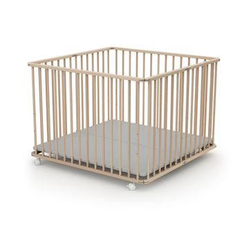 Parque Infantil Plegable En Madera Haya Cruda 100 X 100 Cm - Webaby