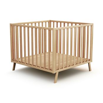 Parque Infantil De Madera Convertible Confort En Madera Haya Barnizada 100 X 100 Cm - At4