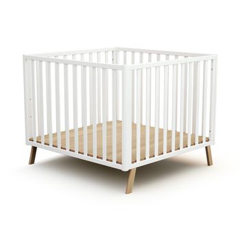 Parque Infantil De Madera Convertible Confort En Madera Blanco 100 X 100 Cm - At4