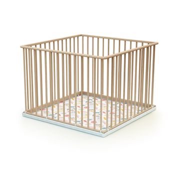 Parque Infantil En Madera Haya Cruda 100 X 100 Cm - Webaby