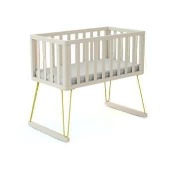 Cuna De Madera De 40 X 80 Blanco Y Amarillo 40 X 80 - Jurababy