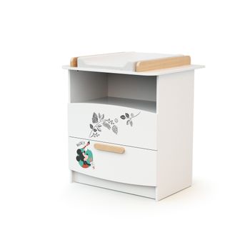 Cambiador De 2 Cajones Disney Doodle Zoo Mickey En Madera Blanco Y Haya - At4