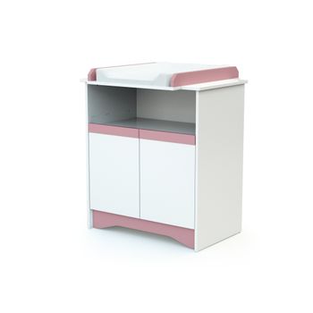 Mueble Cambiador Blanco Y Rosa  - At4