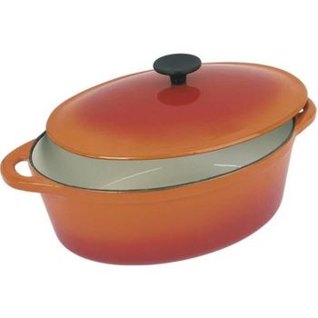 Cazuela Ovalada De Hierro Fundido Esmaltado - 37 Cm - 9 L - Naranja