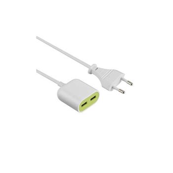 Prolongador Cargador 2 Usb 1,5m-blanco/verde