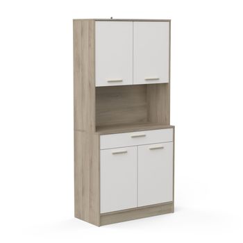 Mueble Napoli Melamina Miroytengo 176x40x84 Cm - Blanco Y Roble