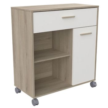 Mueble Microondas Melamina Miroytengo 90x40x81 Cm- Roble Y Blanco