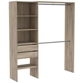 Kit De Armario 2 Barras Colgadoras Liam Columna Habitación Dormitorio Vestidor 205x185x44cm