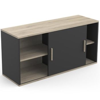 Mueble Aéreo De Cocina Atelier 1 Puerta En Color Roble Kronberg Y Negro Mate 60x120x40 Cm