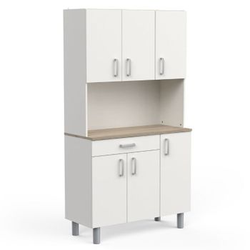 Mueble Auxiliar Cocina Microondas Color Gris Con Tapa Roble 58x95 Cm con  Ofertas en Carrefour