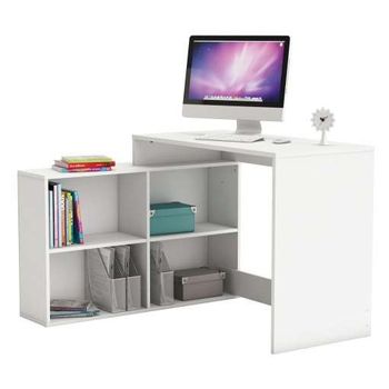 Mesa Escritorio Con Estantería Baja Blanca Estudio Despacho Ordenador O Dormitorio Juvenil 2 Montajes