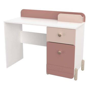 Mesa Infantil Jade Melamina Miroytengo 104x44x80 Cm - Rosa Y Blanco