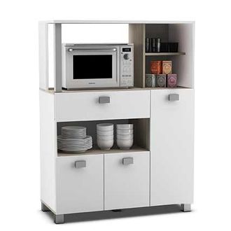 Mueble Auxiliar De Cocina En Color Blanco Con Un Cajon Y Varios Compartimentos 132x99 Cm