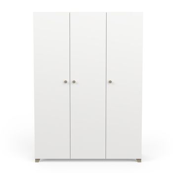 Armario De 3 Puertas Y Perchero + Estantería Decorativa De Roble Kronberg Y Blanco - L134,6 Cm