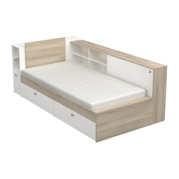 Cama Clásica Liara 2 Cajones 229.4x119.2x87.7 Cm Color Color Natural Claro, Blanco Vente-unique