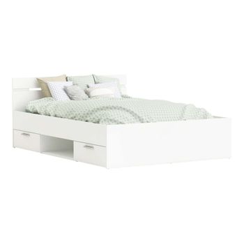 Cama Estructura Blanca 2 Cajones Dormitorio Juvenil Infantil Michigan Estilo Moderno 135 O 140 Cm