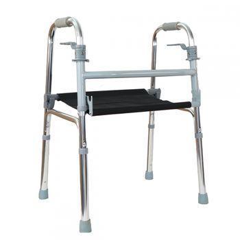 Andador Sin Ruedas Asiento De Lona Aluminio Max. 100 Kg Plegable Regulable Tacos Antideslizantes