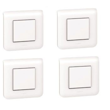 Legrand Conjunto De 4 Interruptores De Mosaico Con Placa Blanca