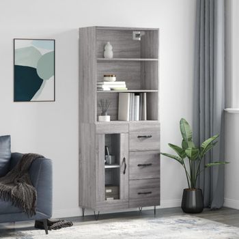 Aparador Alto Madera Contrachapada Gris Sonoma 69,5x34x180 Cm