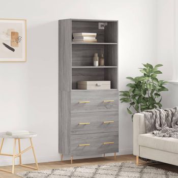 Aparador Alto Madera Contrachapada Gris Sonoma 69,5x34x180 Cm