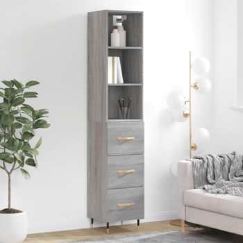 Aparador Alto Madera Contrachapada Gris Sonoma 34,5x34x180 Cm