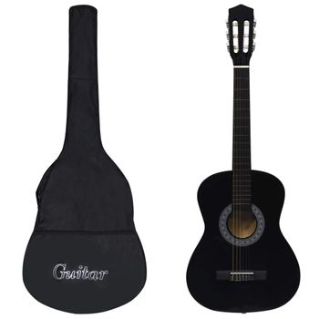 Guitarra Clásica Para Principiantes Con Funda Negro 3/4 36"