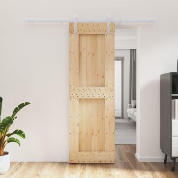 Puerta Corredera Con Herrajes Madera Maciza De Pino 70x210 Cm