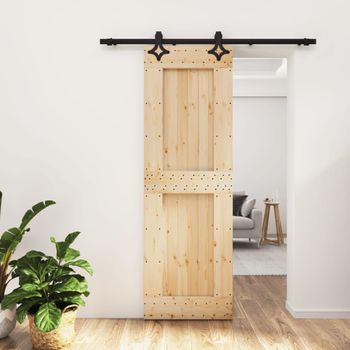 Puerta Corredera Con Herrajes Madera Maciza De Pino 70x210 Cm