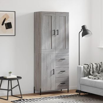 Aparador Alto Madera Contrachapada Gris Sonoma 69,5x34x180 Cm