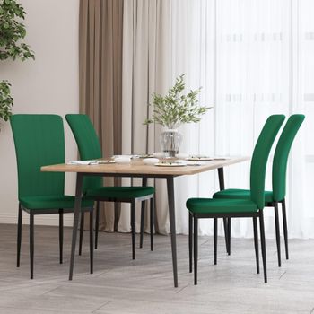 Sillas De Comedor 4 Unidades Terciopelo Verde Oscuro