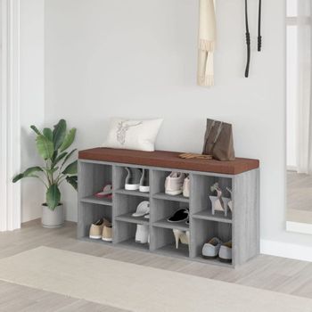 Banco Zapatero Madera Contrachapada Gris Sonoma 103x30x48 Cm