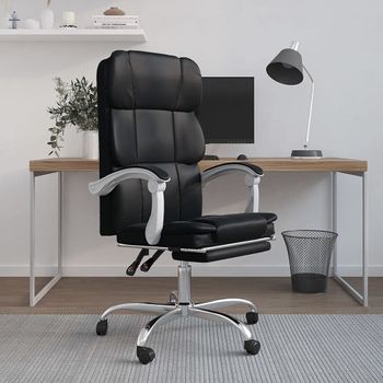 Silla De Oficina Reclinable Cuero Sintético Negro